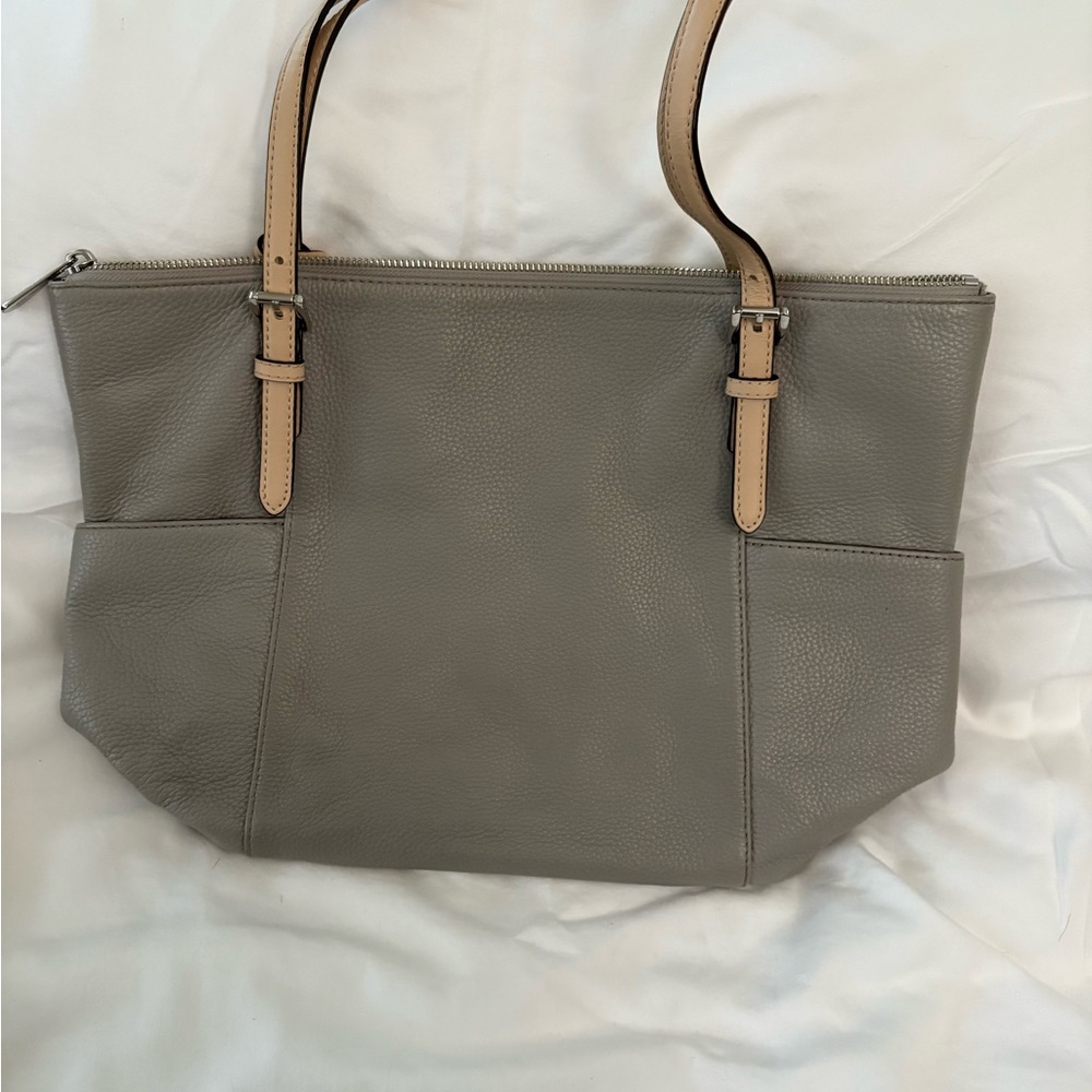 Michael Kors Gray Leather Tote Bag